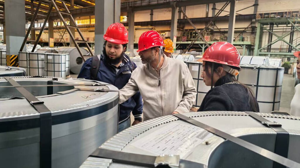 Pakistani Clients Visit Hengze Steel Group 6 Factory and production line scenes.