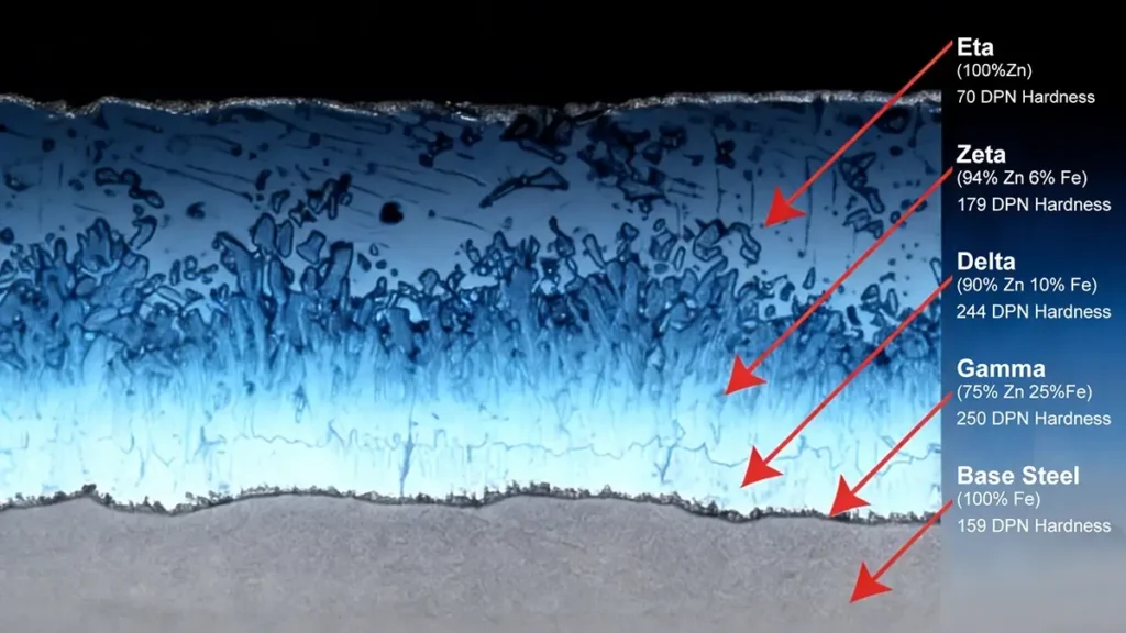 Zinc coating structure (cross-section microstructure)