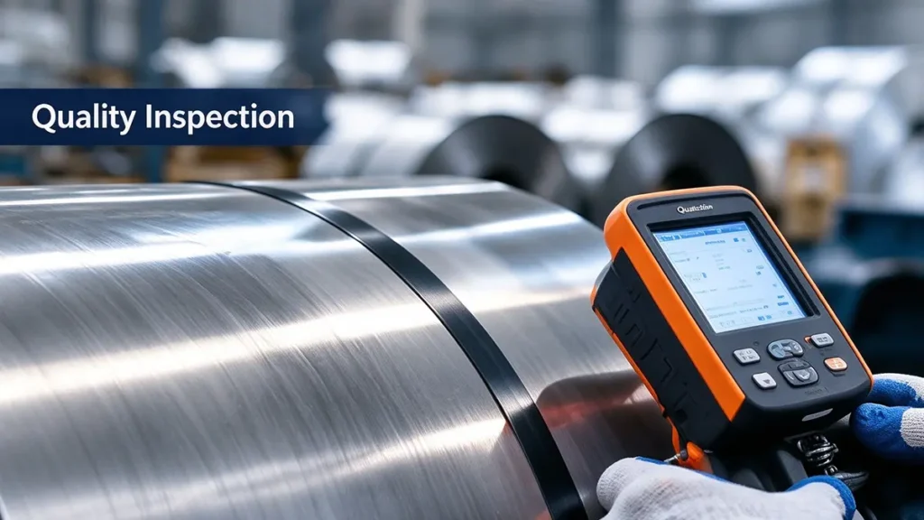 Steel coil quality inspection and material traceability for industrial steel products.